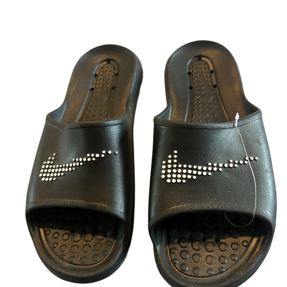 Nike Black Slides with Rhinestone Detail